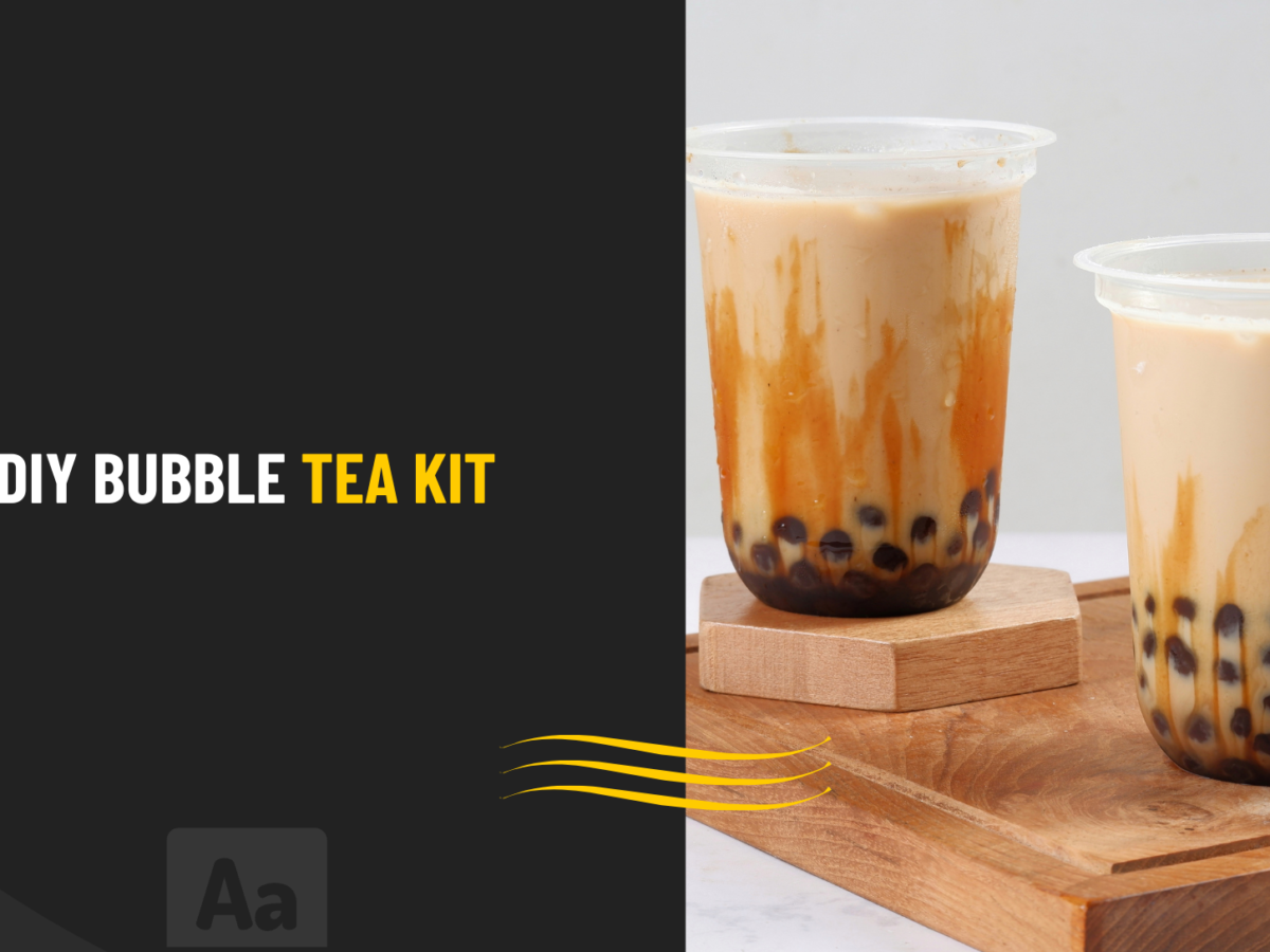 Fresh Finest Instant Boba Tea Kit with Tapioca Pearls + Reusable Boba Cup &  Straw (6 Servings) Bubble Tea Kit - 6 Classic Milk Tea Packets & 6 Bubble