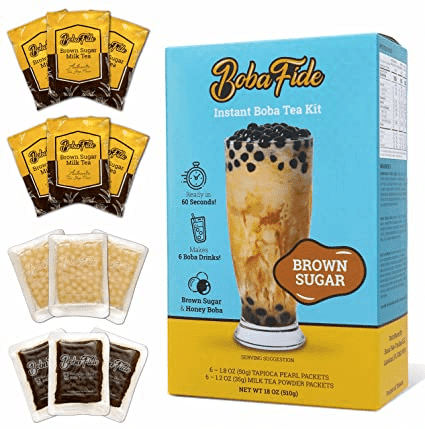 Fresh Finest Instant Boba Tea Kit with Tapioca Pearls & Reusable Boba Cup  with Straw - Bubble Tea Kit Includes 6 Classic Milk Tea Packets & 6 Bubble  Tea Pearls Packets 