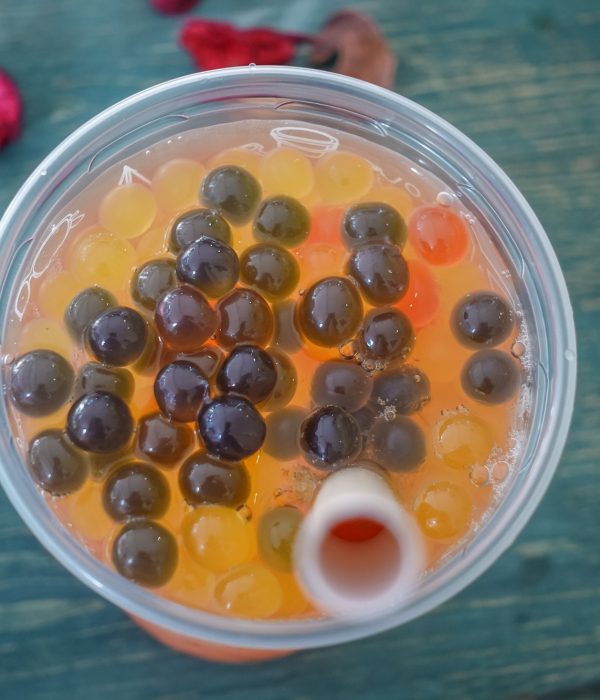 Top View of Glass with Bubble Tea